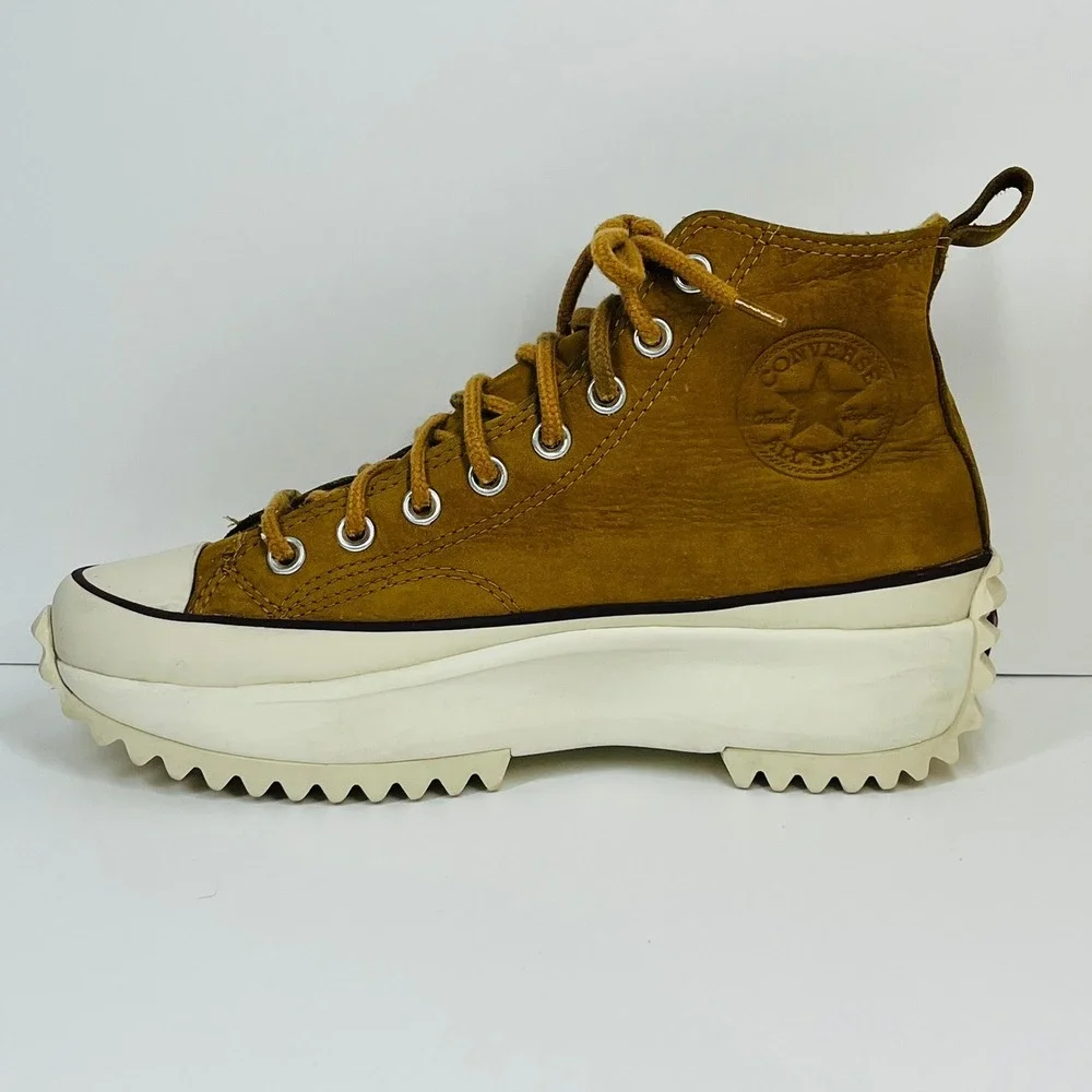 Converse Run Star Hike High Top Unisex M 7.5 W 9 Gold Leather Platform Sneakers - Picture 9 of 16